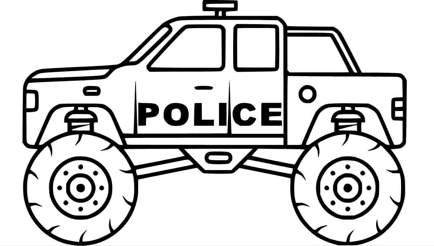 Desenhos de Caminhão monstro da polícia para colorir