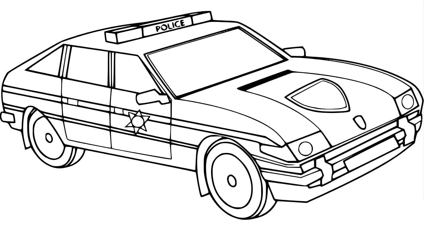 Desenhos de Carro de polícia com um hexagrama para colorir