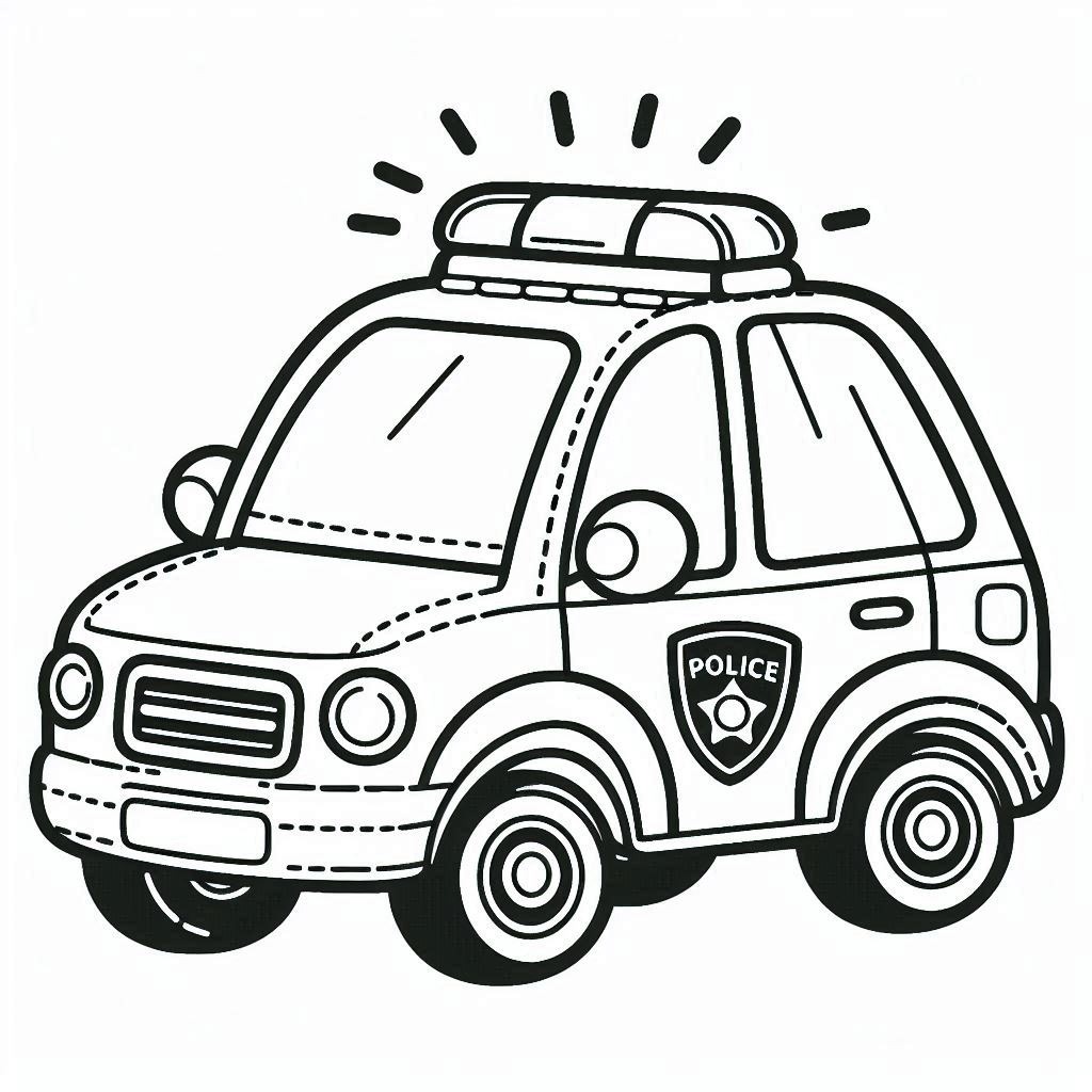 Desenhos de Carro de polícia fofo Desenhar para colorir