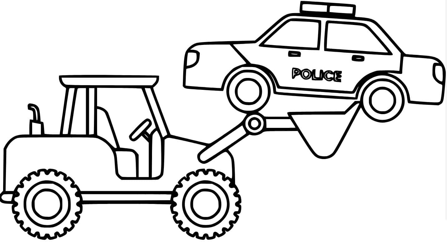 Desenhos de Carro de polícia no carregador para colorir