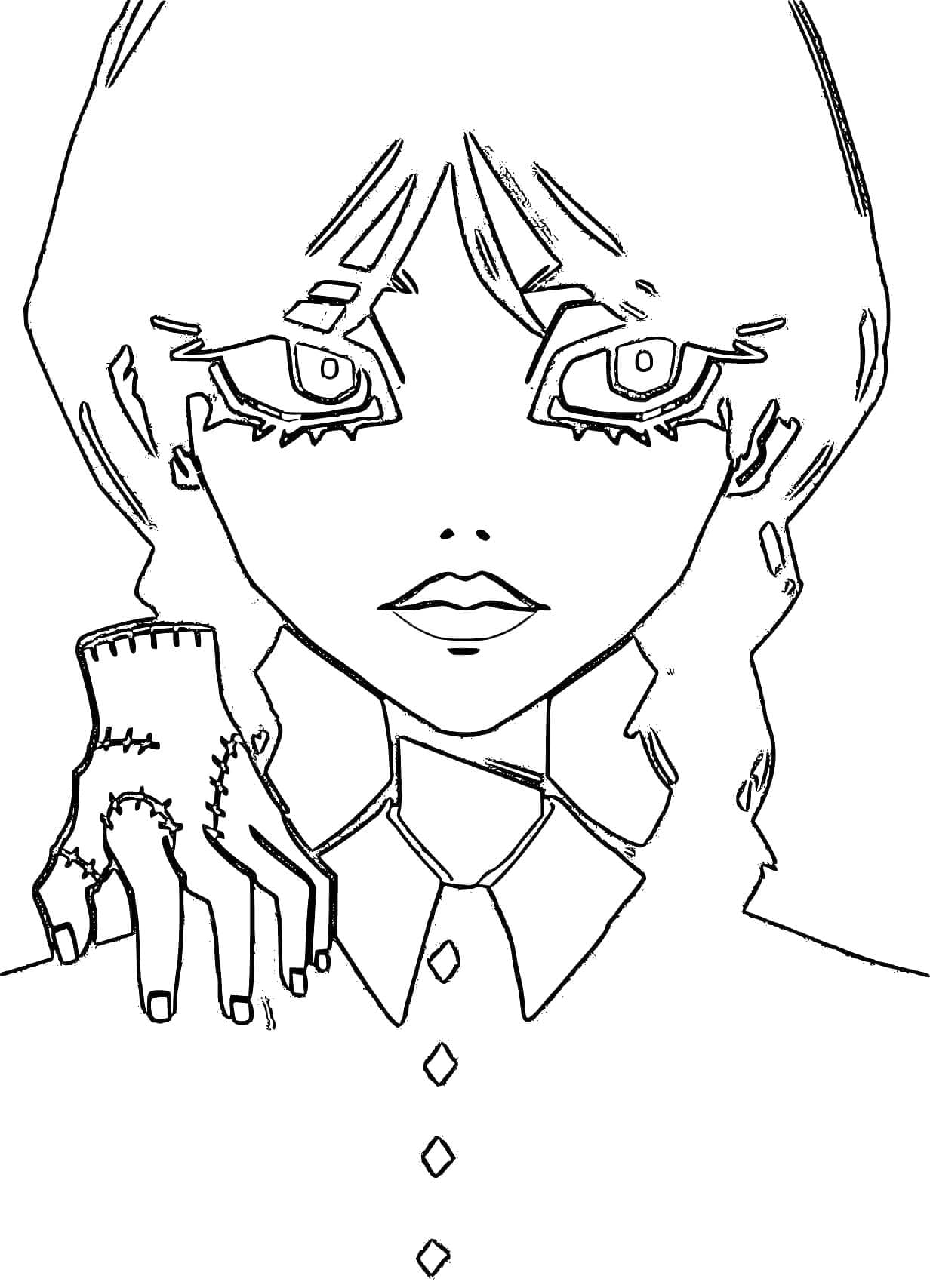 Coisa e Wednesday Addams para colorir