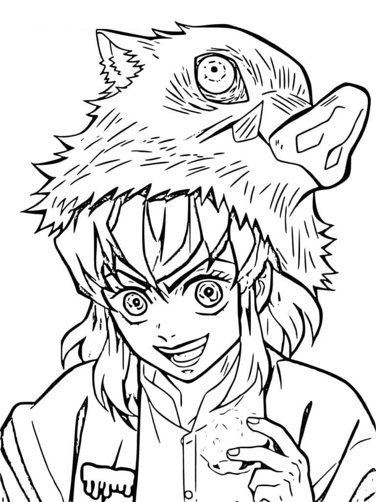 Desenhando Hashibira Inosuke Sorridente para colorir