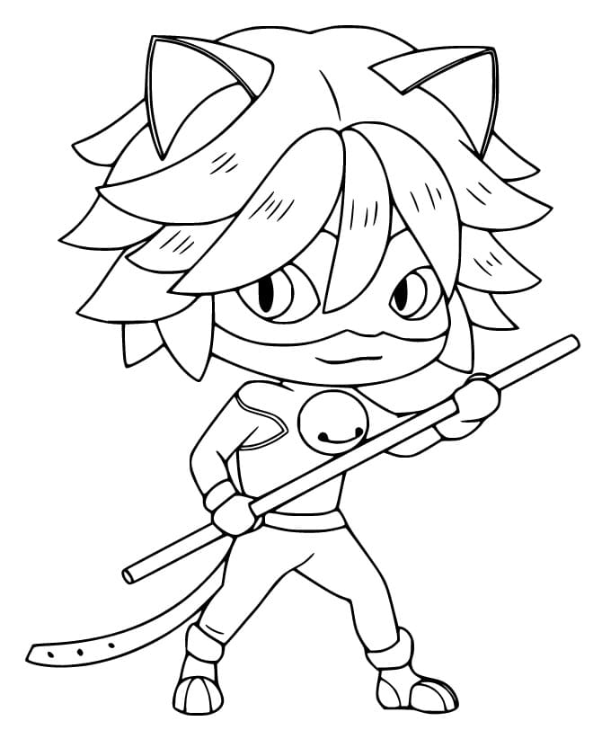 Desenhar Chibi Cat Noir para colorir