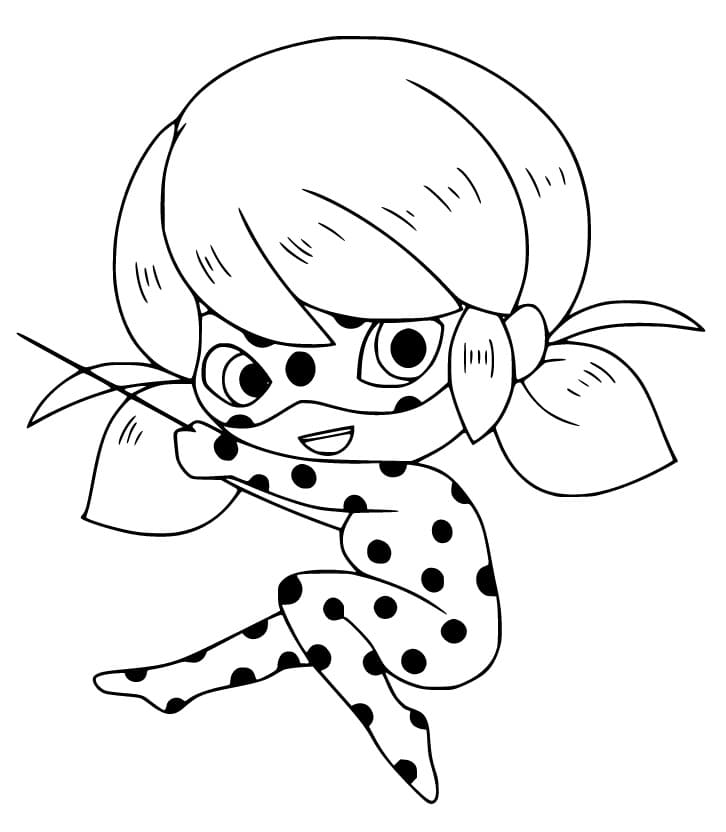 Desenhar Chibi Marinette Ladybug para colorir