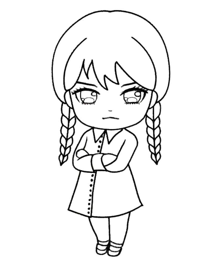 Desenhos de Desenhar Chibi Wednesday Addams para colorir