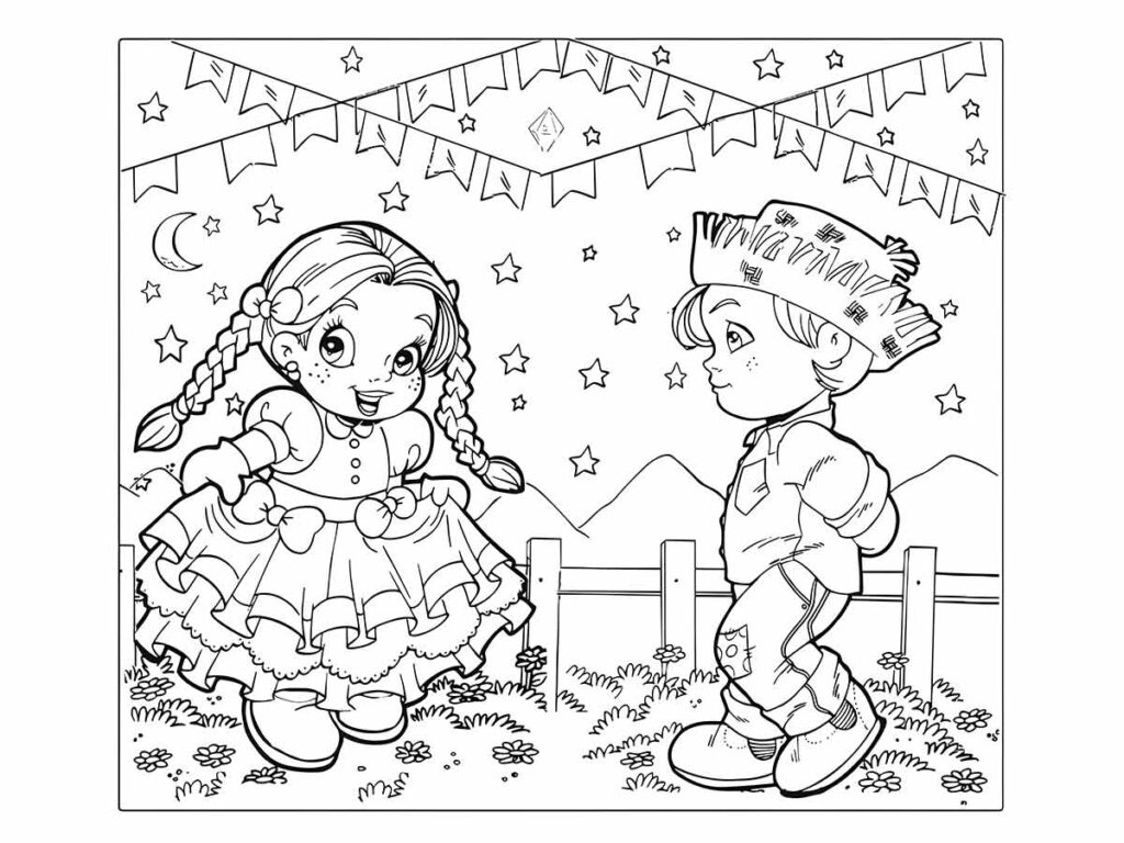 Desenhar Festa Junina – Página 9 para colorir