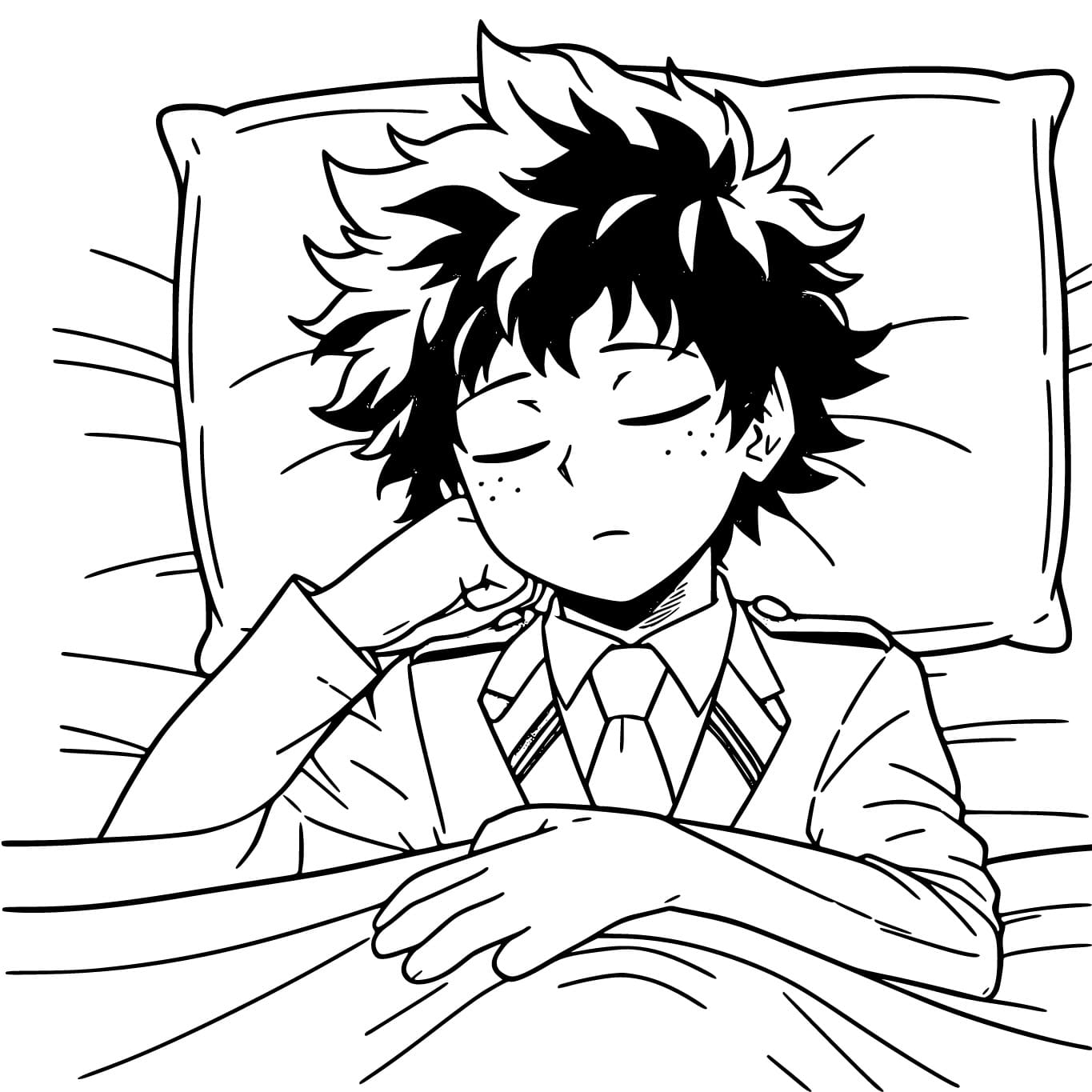 Desenhos de Desenhar Izuku Midoriya dormindo para colorir