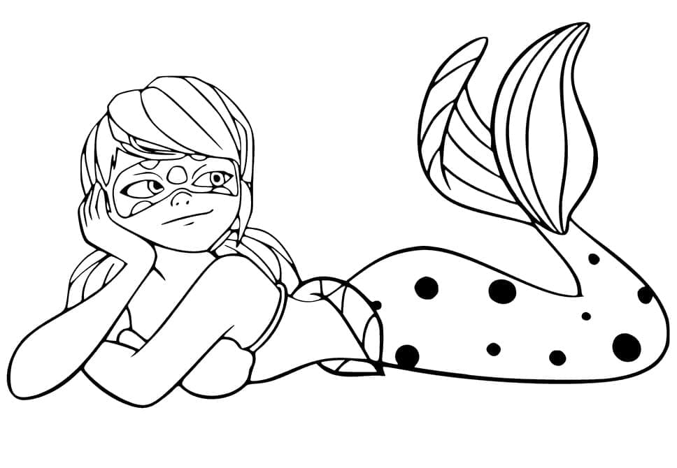 Desenhar Marinette Ladybug Sereia para colorir