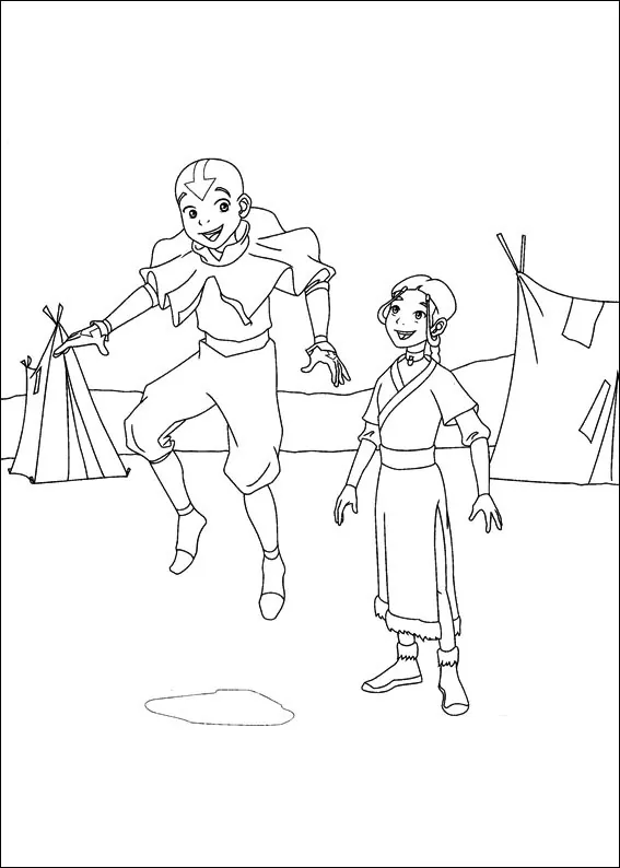 Desenhos de Desenhe Aang com Katara para colorir