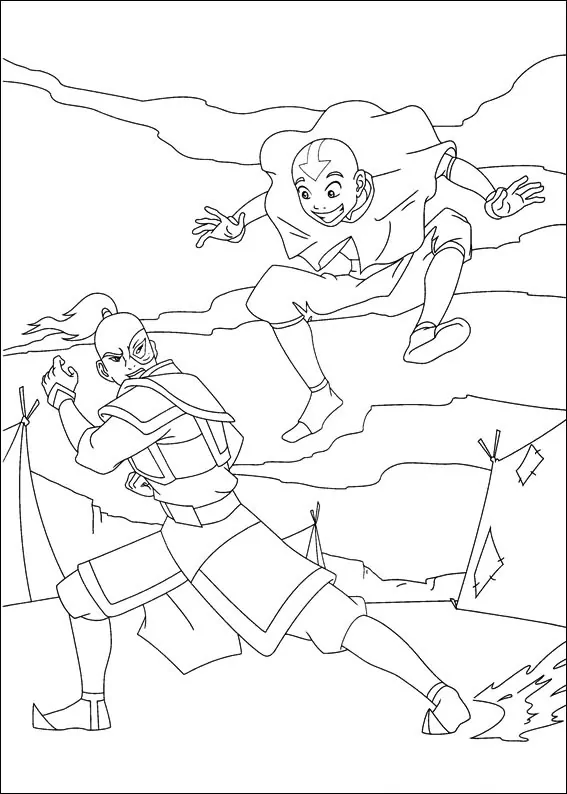 Desenhos de Desenhe Aang com Zuko para colorir