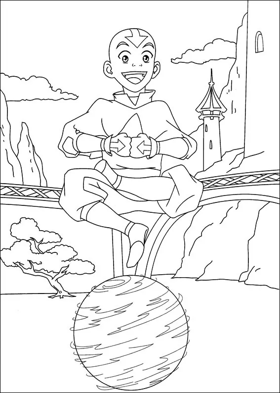 Desenhe Aang no fone de ouvido para colorir