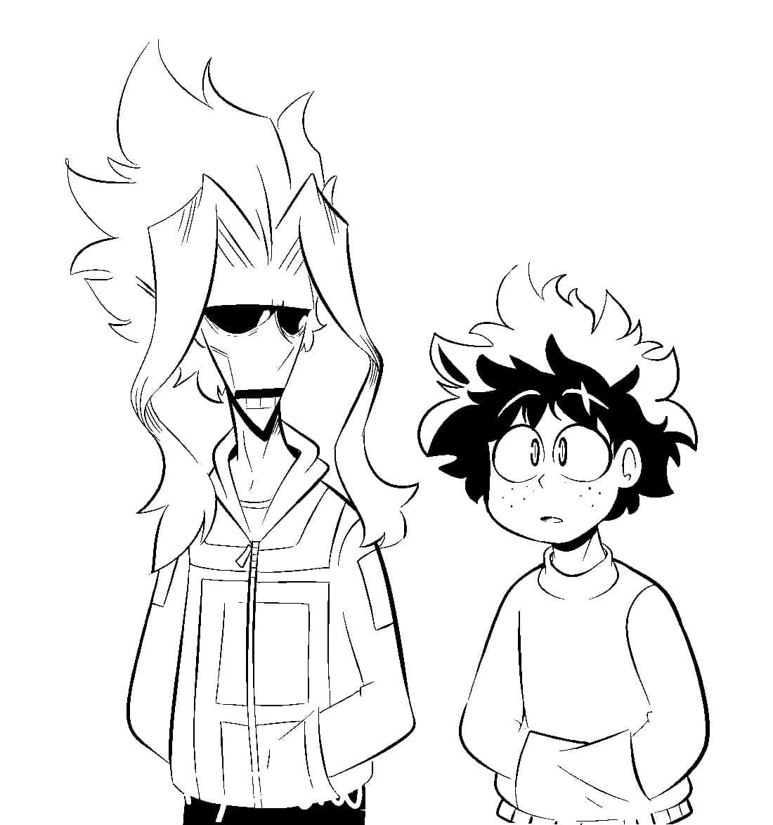 Desenhos de Desenhe All Might e Deku para colorir