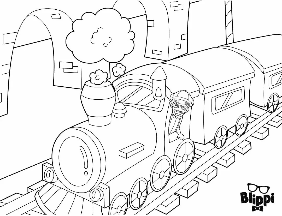 Desenhe Blippi e Treine para colorir