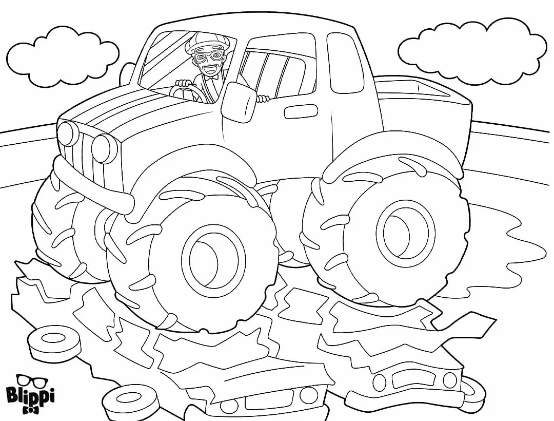 Desenhe Blippi em Monster Truck para colorir