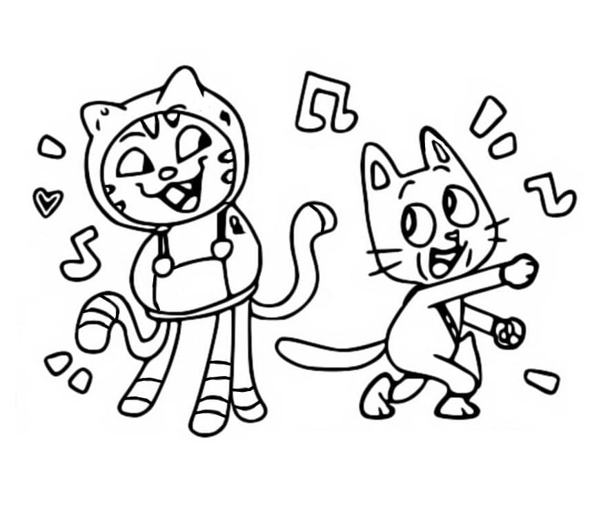 Desenhe DJ Catnip e Pandy Paws para colorir