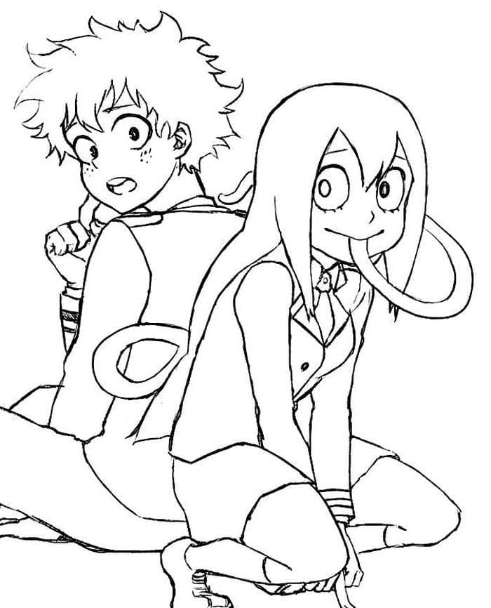 Desenhe Deku e Asui para colorir