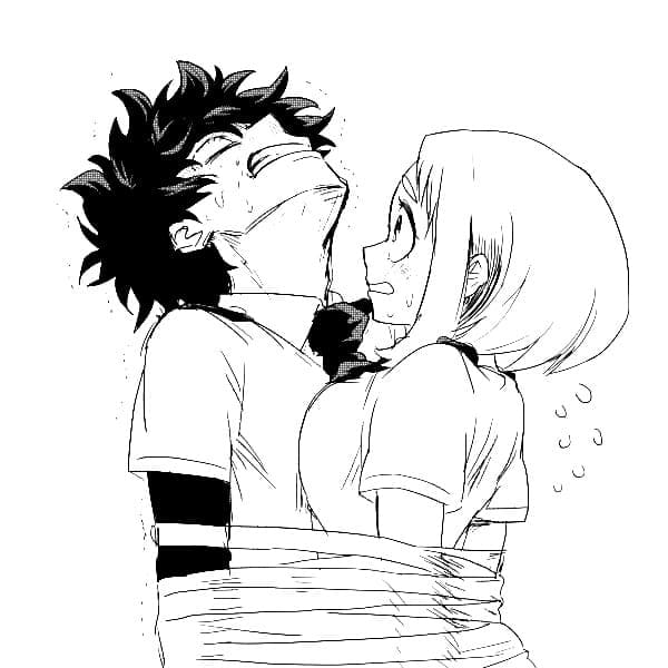 Desenhe Deku e Uraraka para colorir