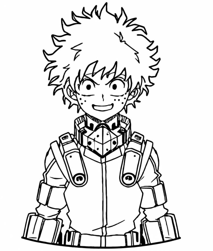 Desenhos de Desenhe Izuku Midoriya Sorridente para colorir