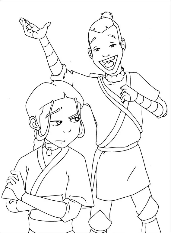 Desenhe Katara e Sokka para colorir