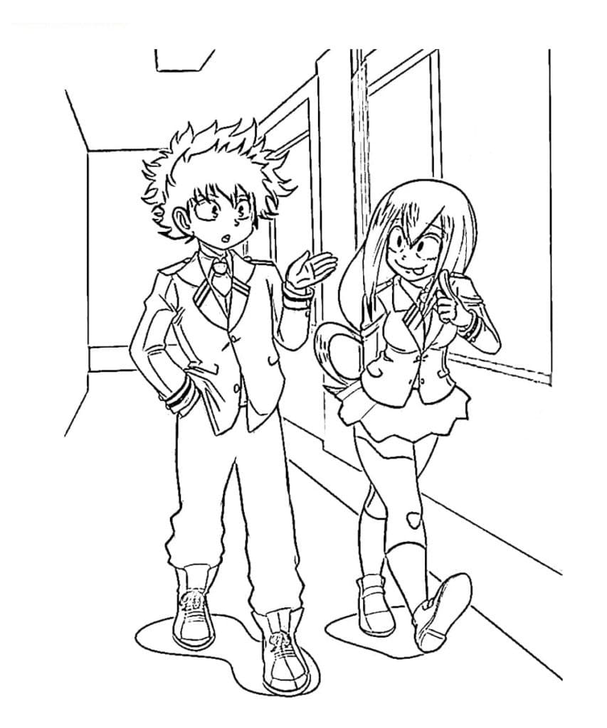 Desenhe Midoriya e Asui para colorir