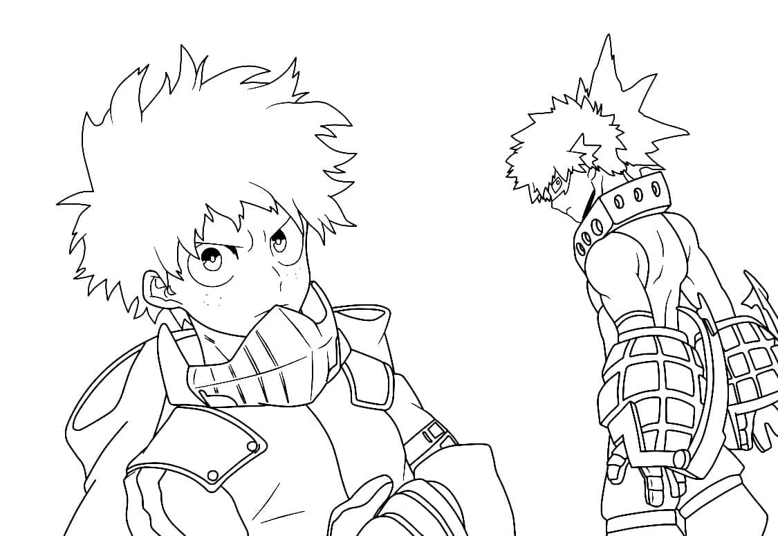 Desenhos de Desenhe Midoriya e Bakugo para colorir