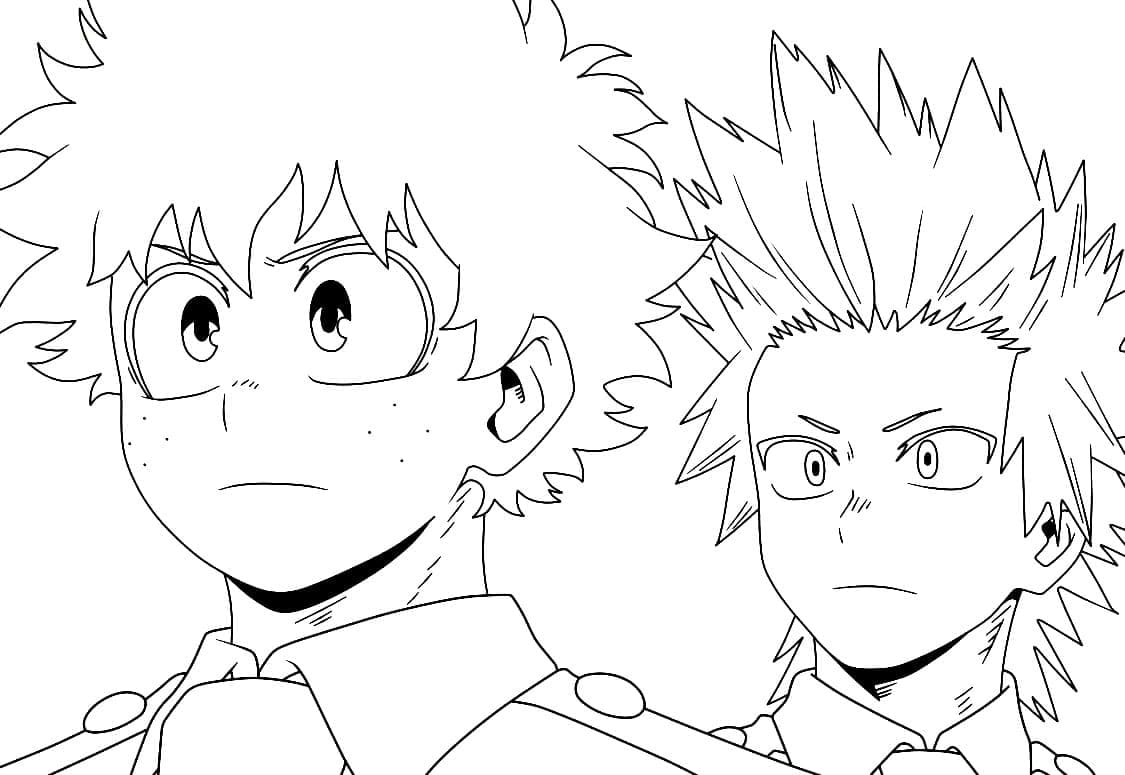 Desenhos de Desenhe Midoriya e Kirishima para colorir