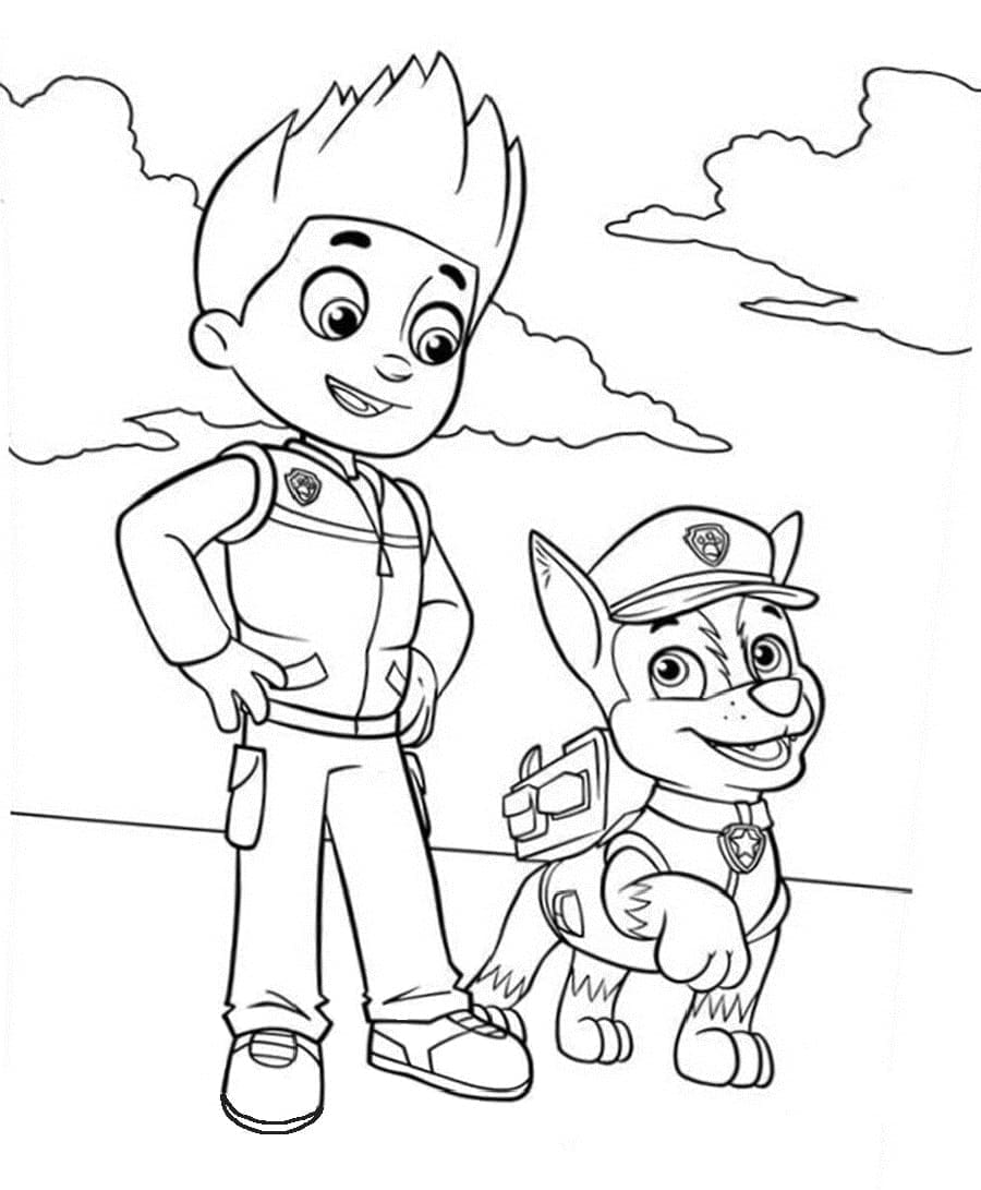 Desenhos de Desenhe Ryder e Chase para colorir