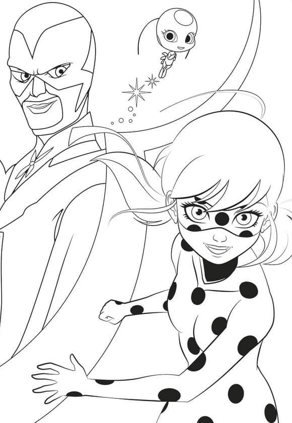 Desenhe a mariposa falcão e Ladybug para colorir