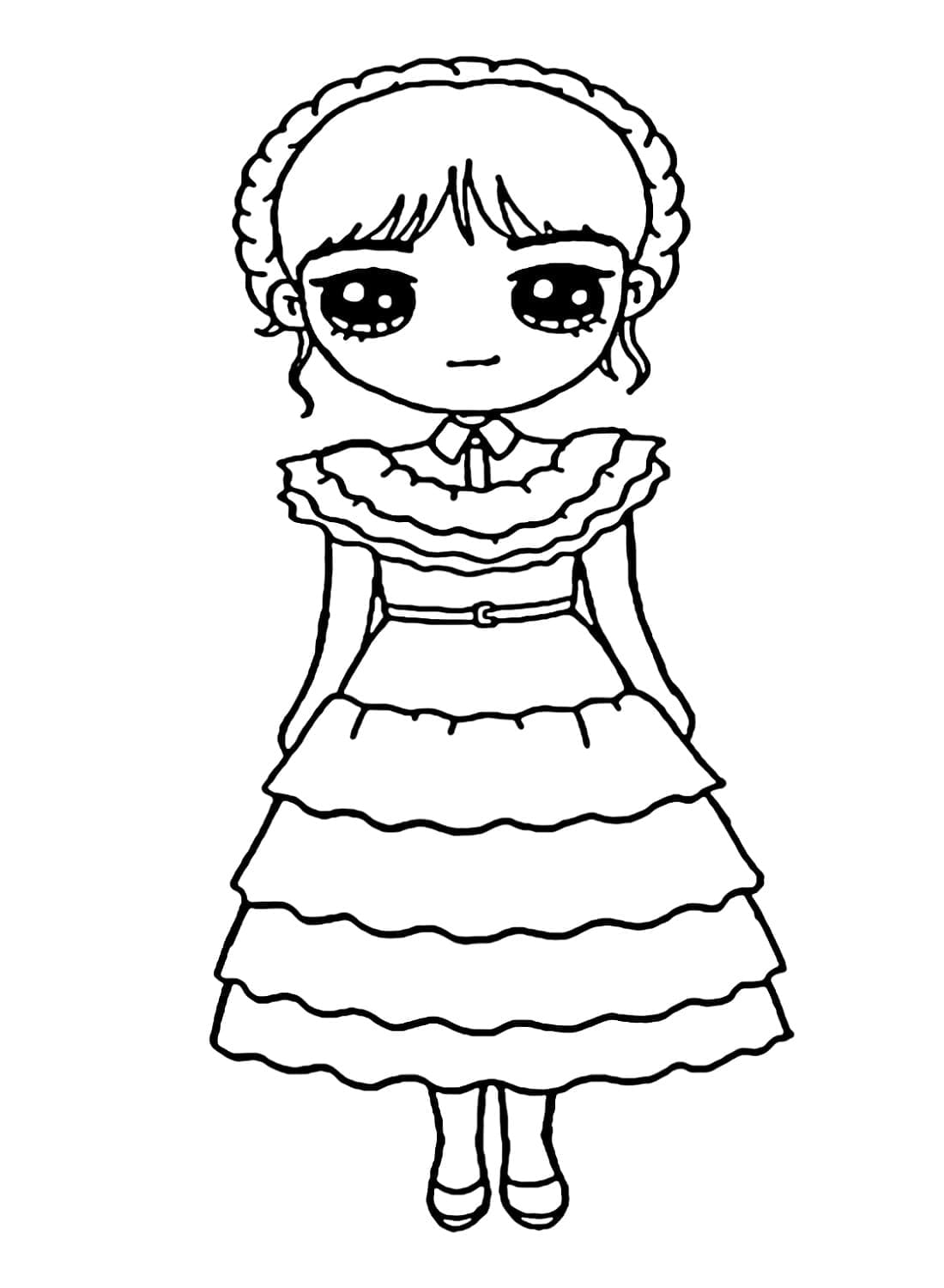 Desenhos de Desenhe fofo Wednesday Addams para colorir