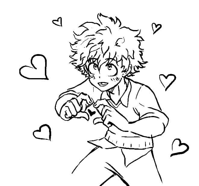 Desenhe o Izuku Midoriya fofo para colorir