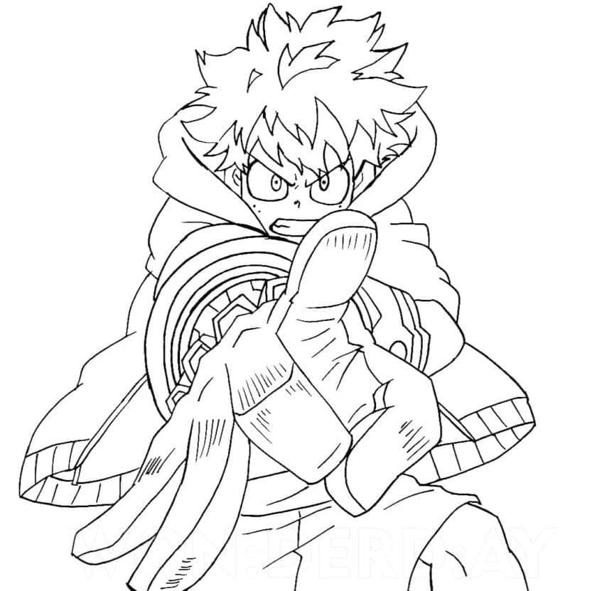 Desenhe o Midoriya de My Hero Academia para colorir