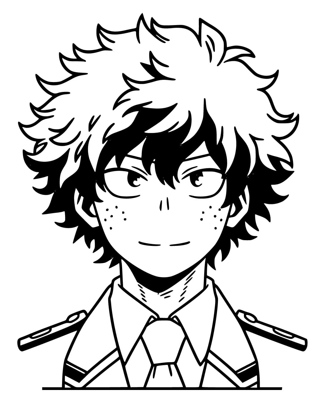 Desenhos de Desenhe o rosto de Izuku Midoriya para colorir