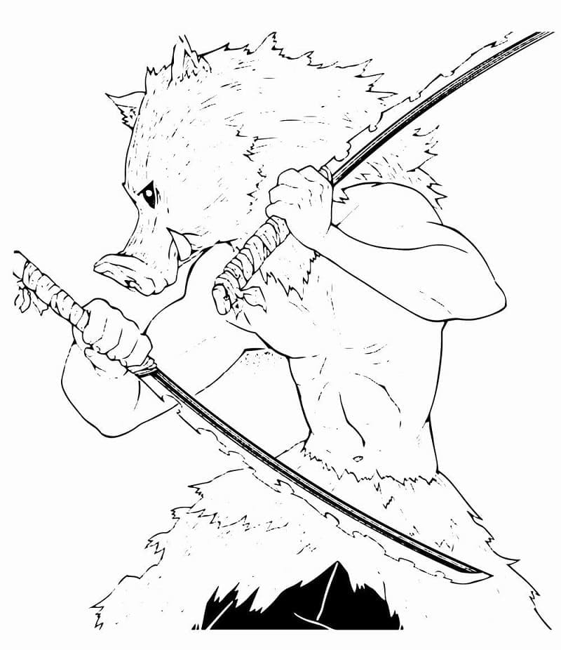 Desenhos de Desenho Inosuke Hashibira Demon Slayer para colorir