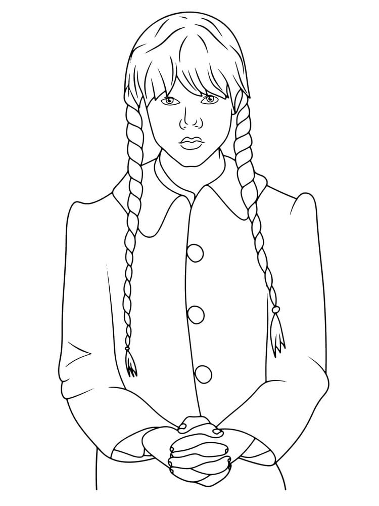 Desenho de Wednesday Addams para imprimir para colorir