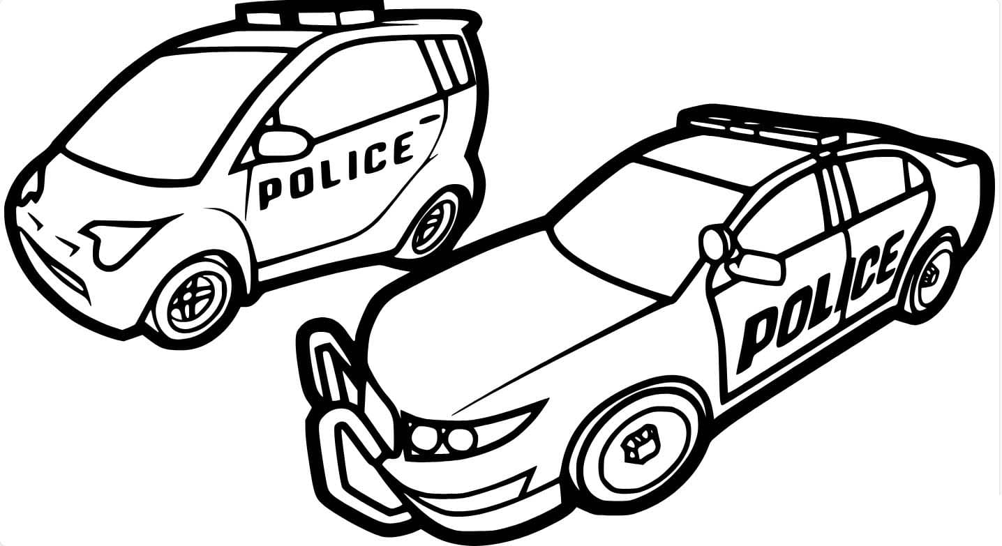 Desenhos de Dois carros de polícia para colorir