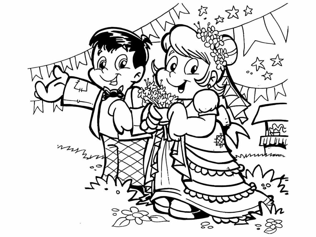 Desenhos de Festa Junina Diversão imprimível para colorir