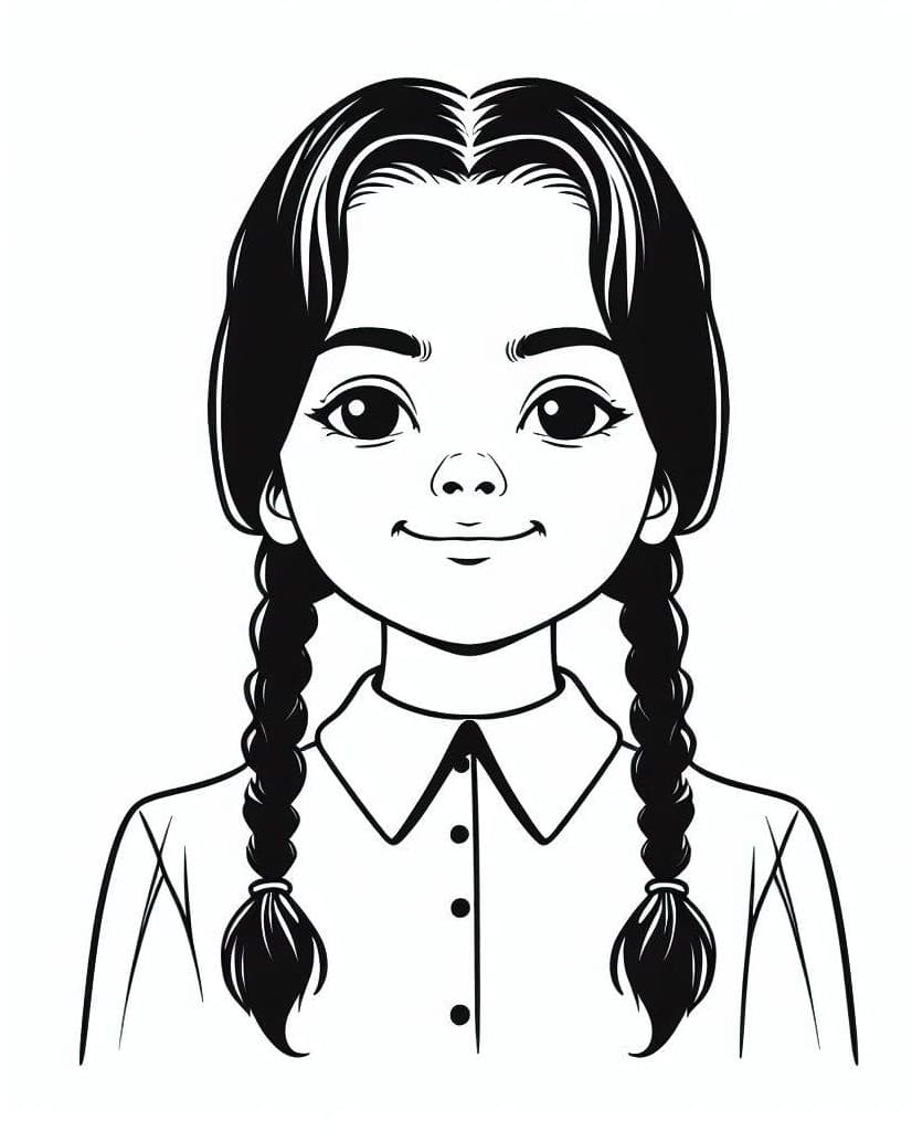 Muito bonitinho Wednesday Addams para colorir