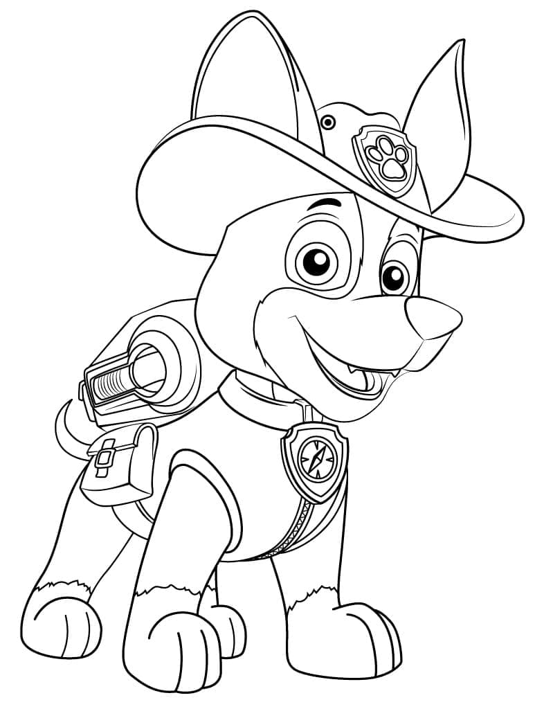 Desenhos de Patrulha Canina Tracker Sorridente para colorir