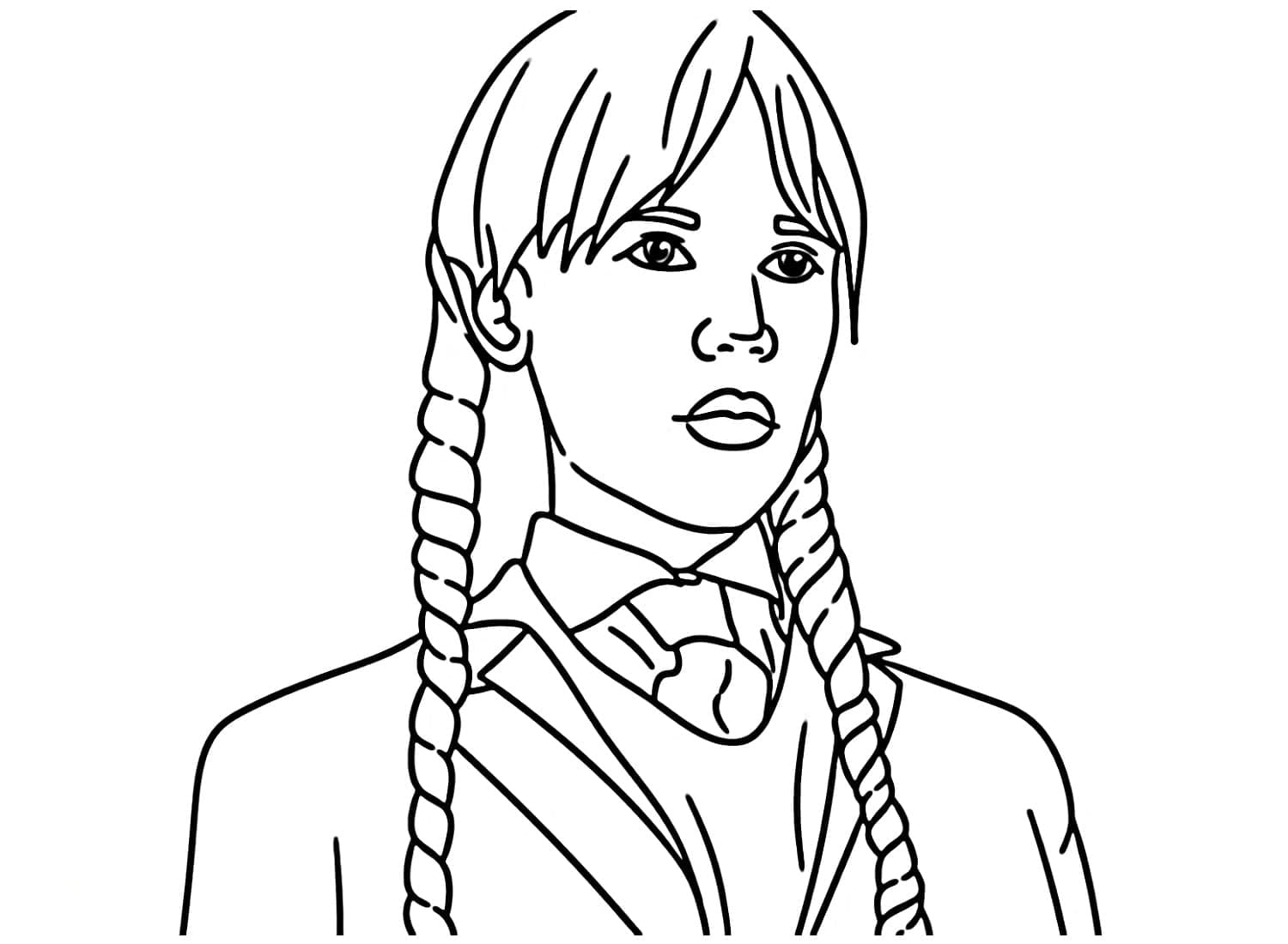 Desenhos de Wednesday Addams Básico Gratuito para colorir