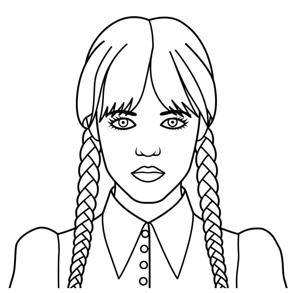 Wednesday Addams Rosto livre para colorir