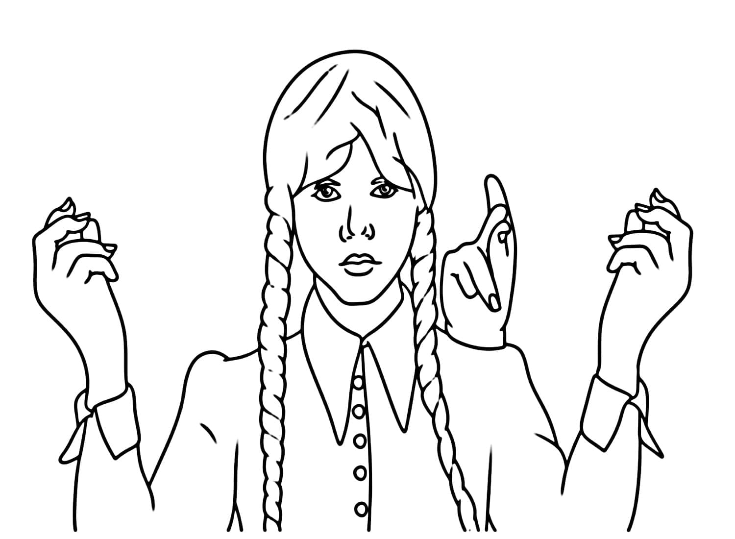 Wednesday Addams com Coisa para colorir