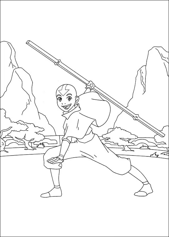 Desenhos de Aang se divertindo livre para colorir