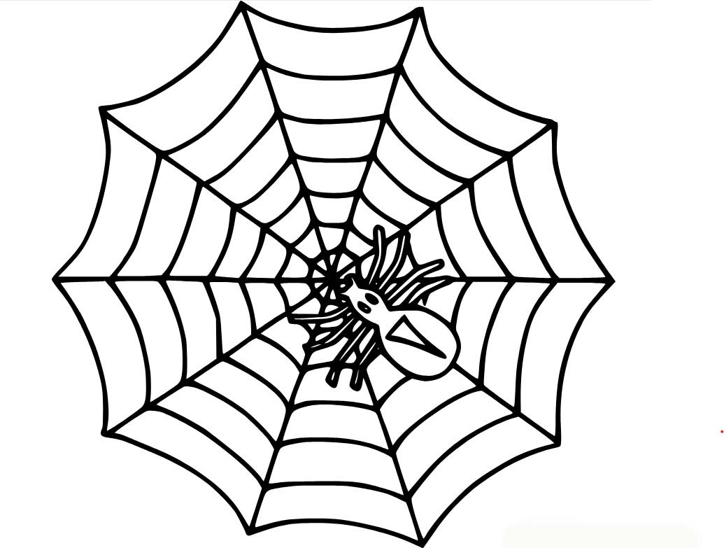 Desenhos de Aranha Simples na Teia para colorir