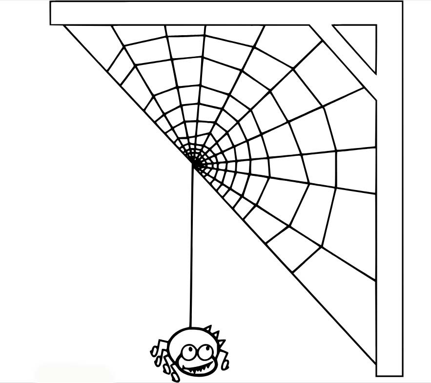 Desenhos de Aranha engraçada girando teia para colorir