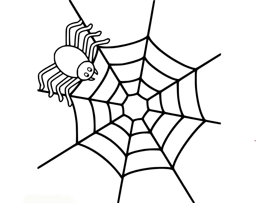 Desenhos de Aranha fácil na teia para colorir