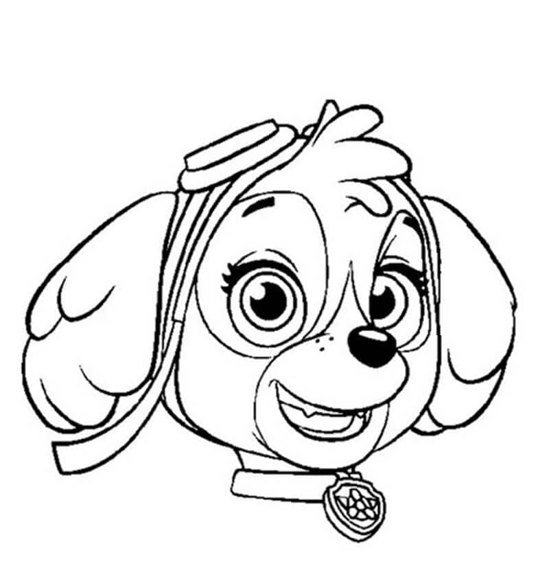 Desenhos de Cara da Patrulha Canina Skye para colorir