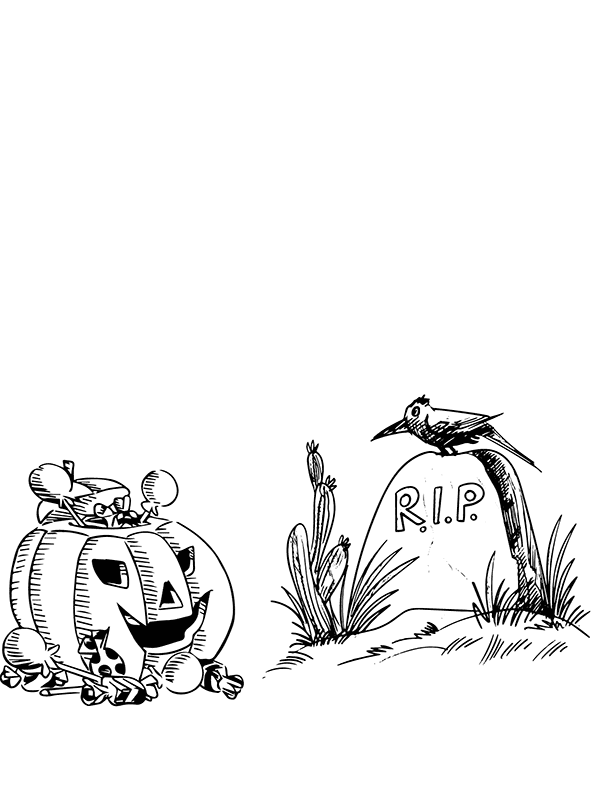 Desenhos de Cemitério de Halloween para colorir