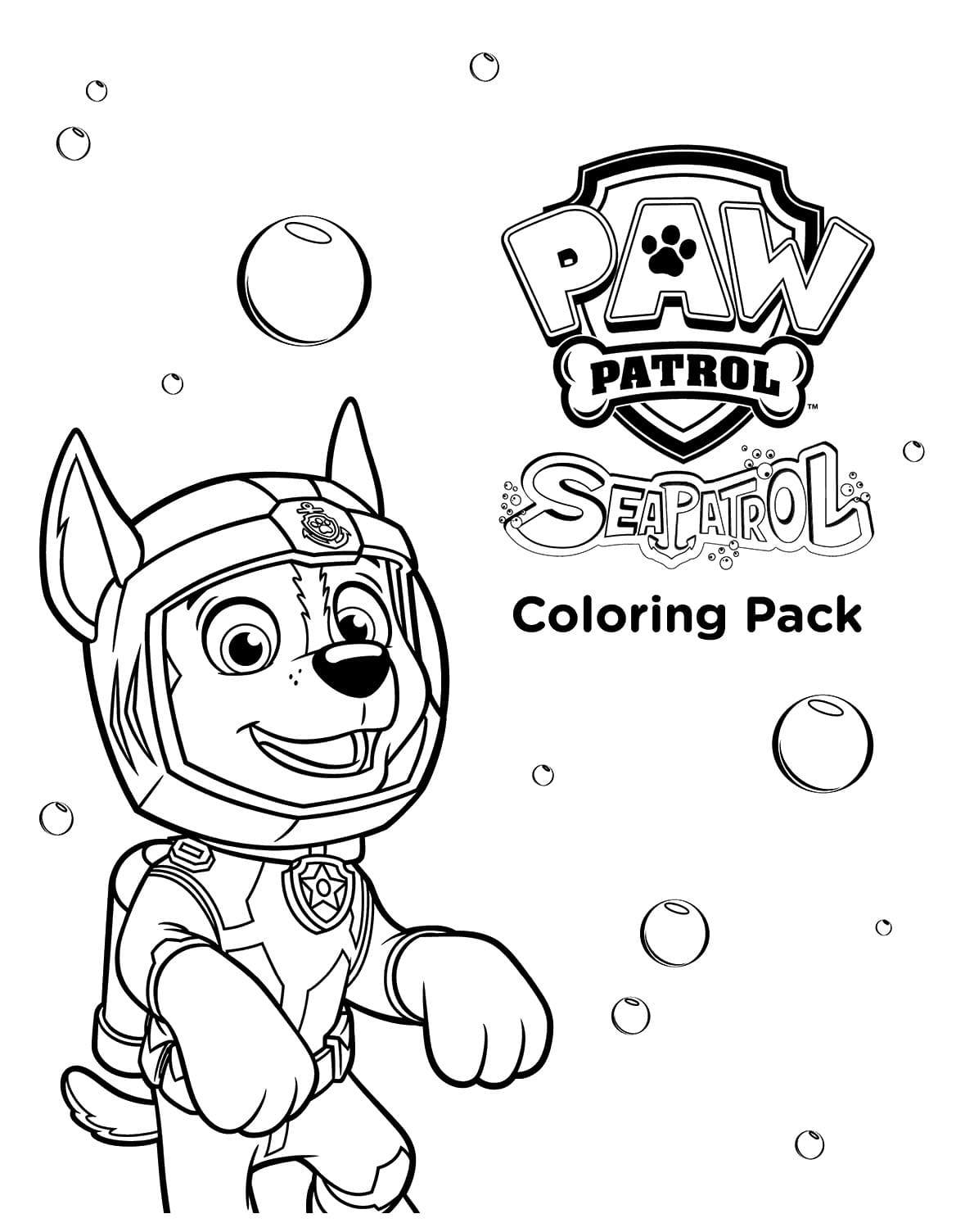 Chase Patrulha Canina Mergulho para colorir