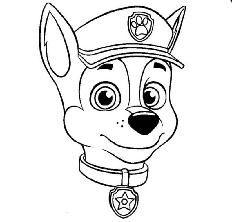 Desenhos de Chase Patrulha Canina Rosto para colorir