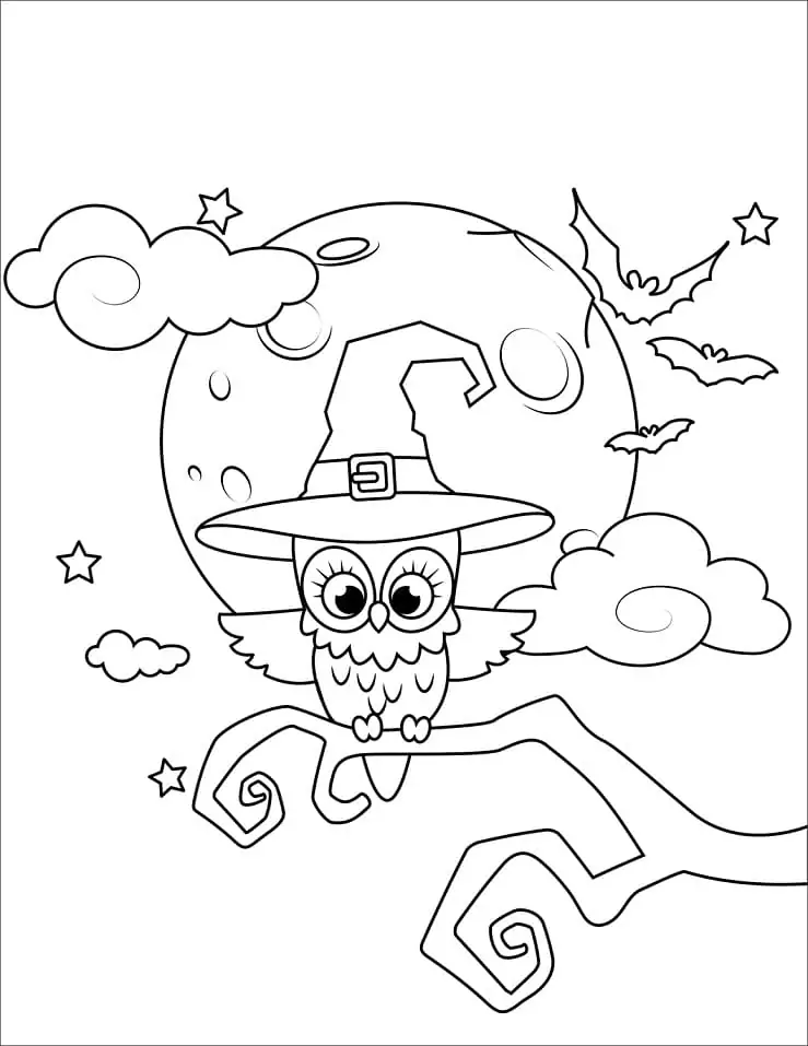 Desenhos de Coruja fofa de Halloween para colorir